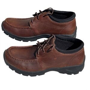 Lands’ End Brown Leather Moc Toe Comfort Shoes Mens 10D Hiking Casual